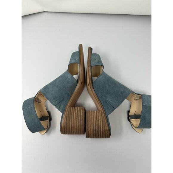 Sole Society Tally Sandals Blue Suede Cutout Peep Toe Ankle Buckle Closure 8M - Picture 8 of 10
